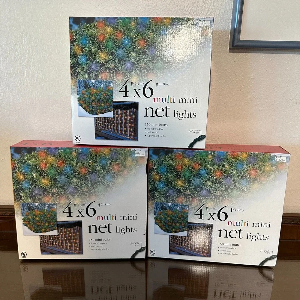 3 boxes Target 150 MULTICOLOR Net Lights Green Wire‎ Christmas Outdoor 6' x 4'